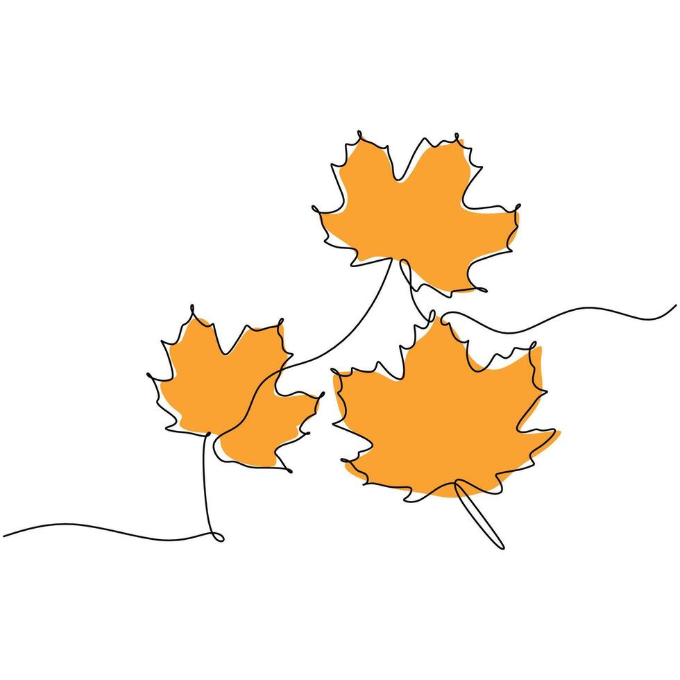 One Line Drawing of Maple Leaves vector