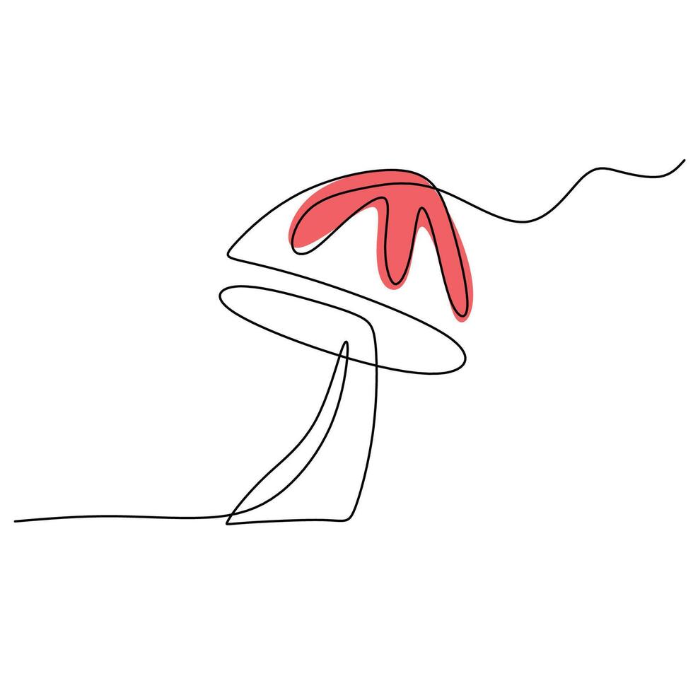 Continuous One Outline Mushroom Illustration vector