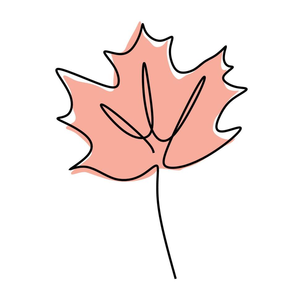 Maple Leaf Continuous Line Drawing Minimalist vector