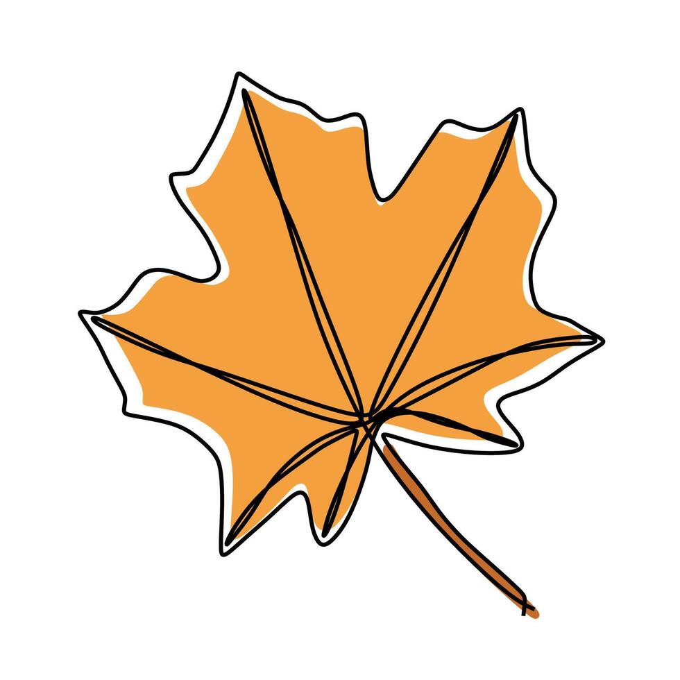 One Continuous Line Maple Leaf drawing vector