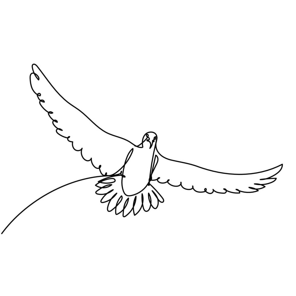 Pigeon or Dove Animal One Line Drawing vector