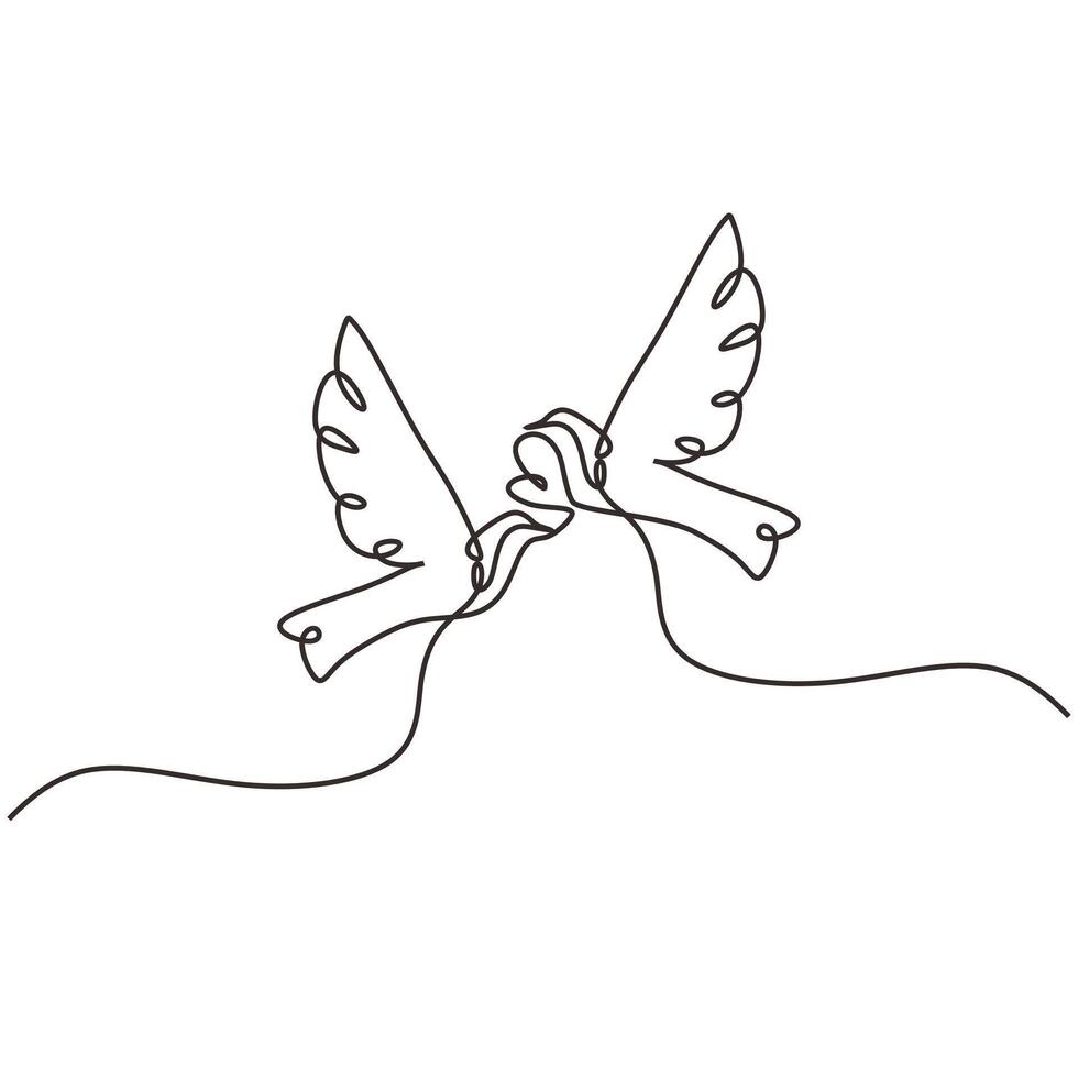Couple of Doves Continuous One Line Art vector