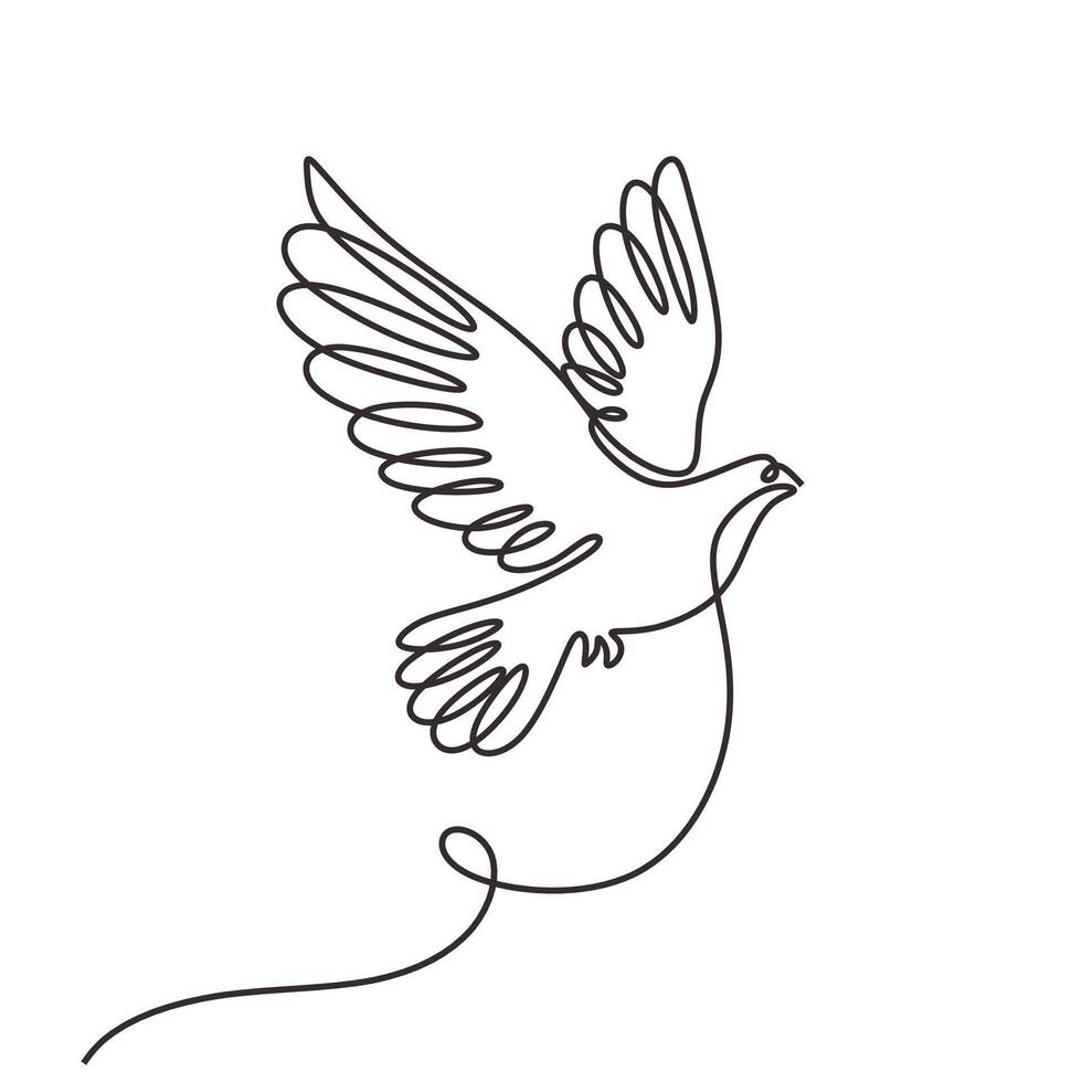 Bird in Flight Single Line Art Illustration vector
