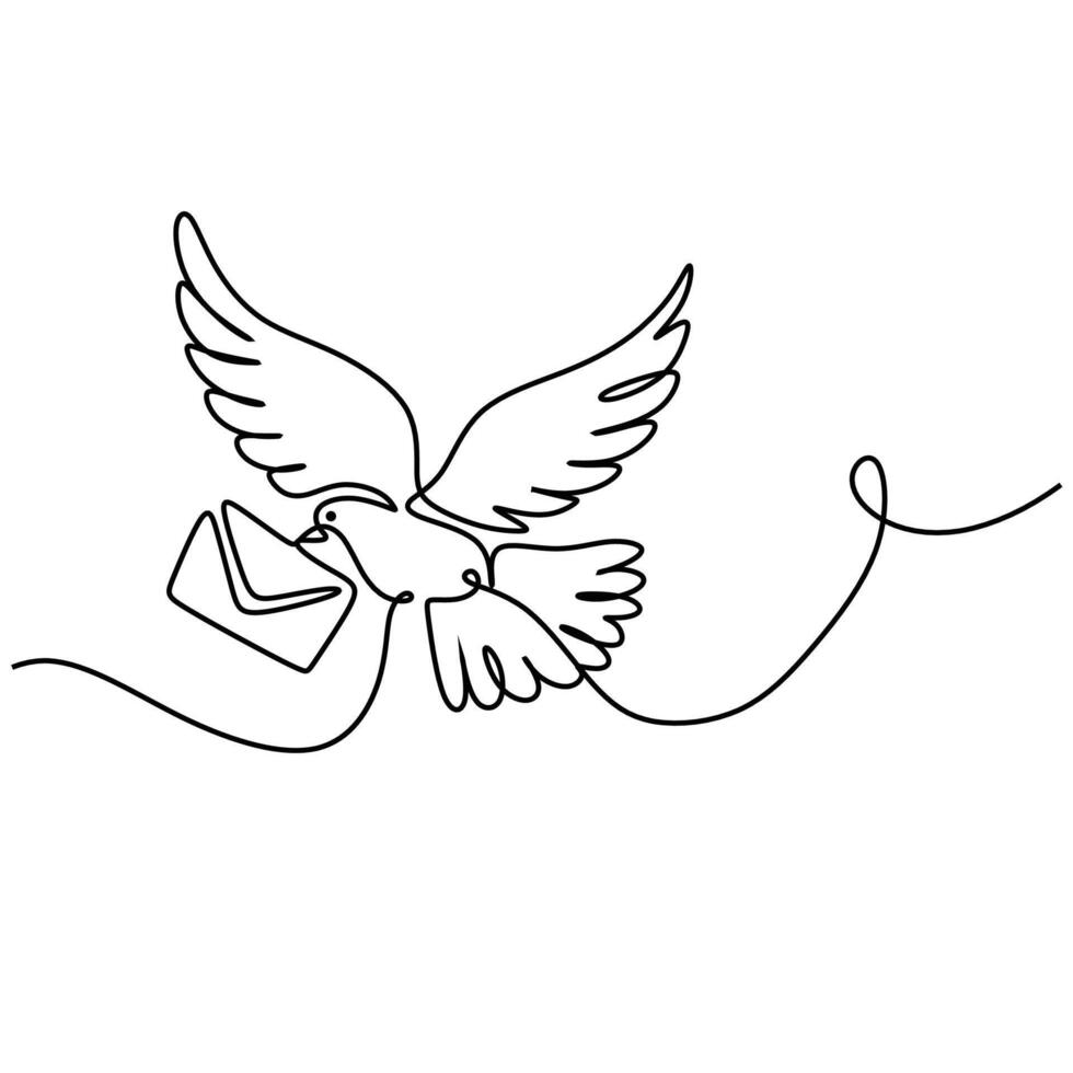 Message Dove Postcard Continuous Line Art vector