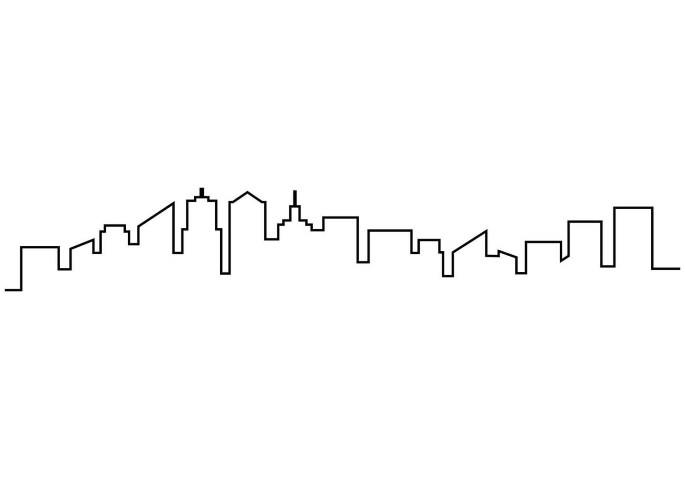 Continuous Line Art City Silhouette Design vector
