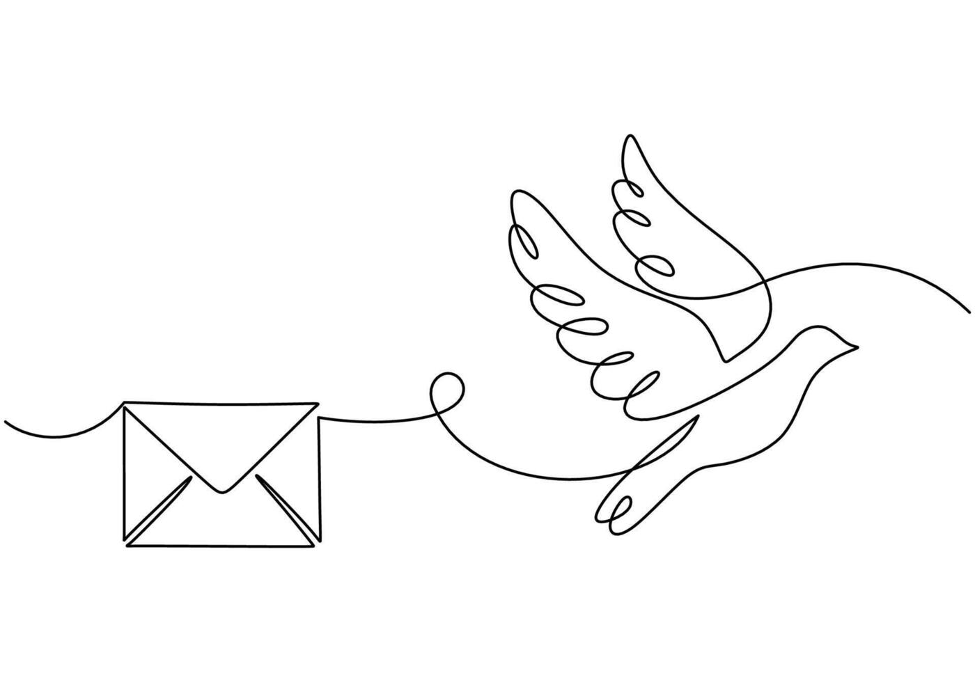 Handdrawn Dove With Envelope Line Art vector