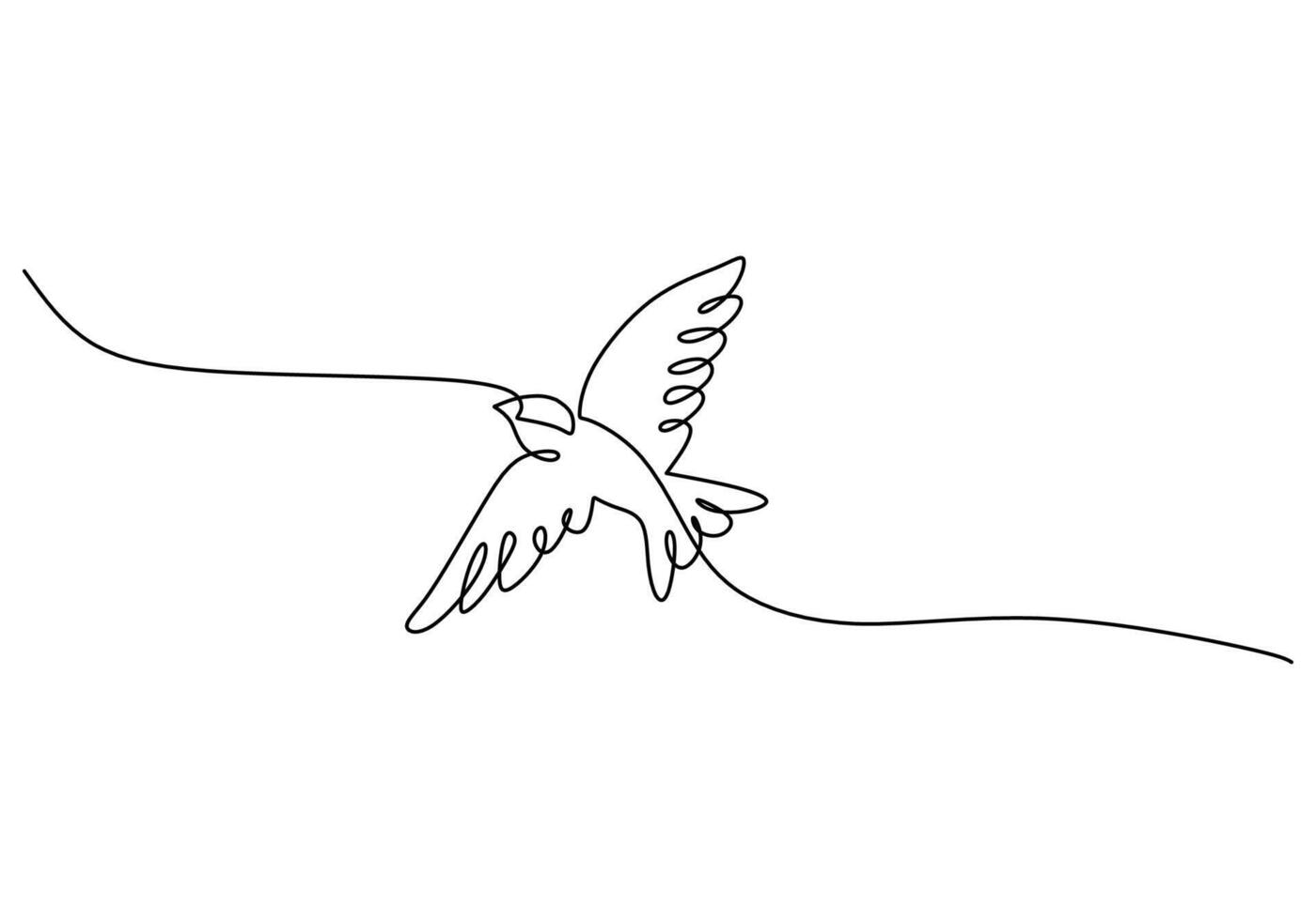 Animal Bird Swallow Continuous Outline Sketch vector