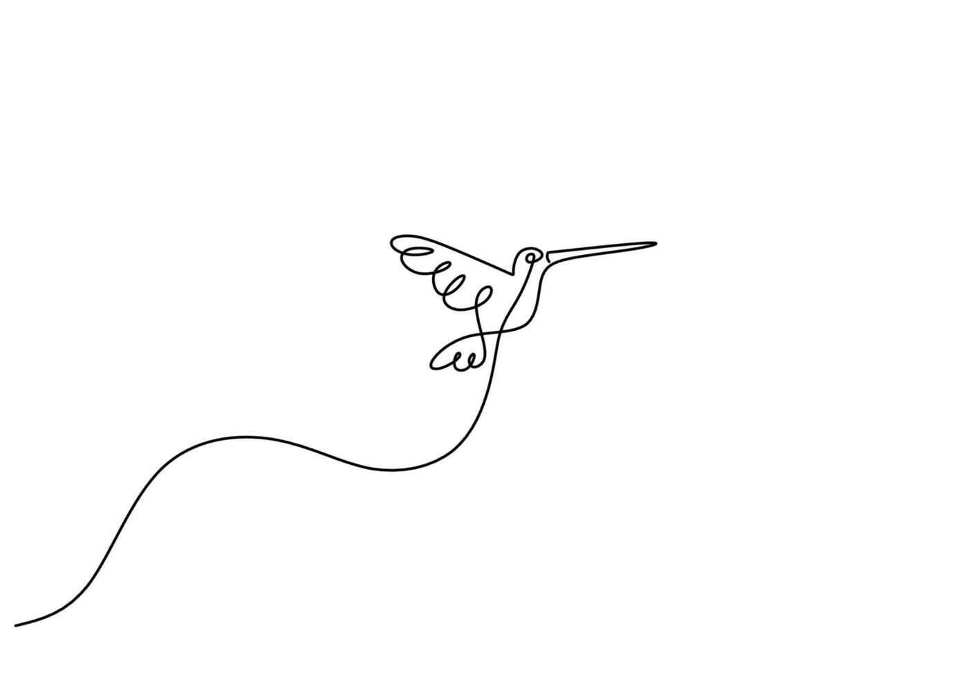Minimalist Hummingbird One Line Art Drawing vector