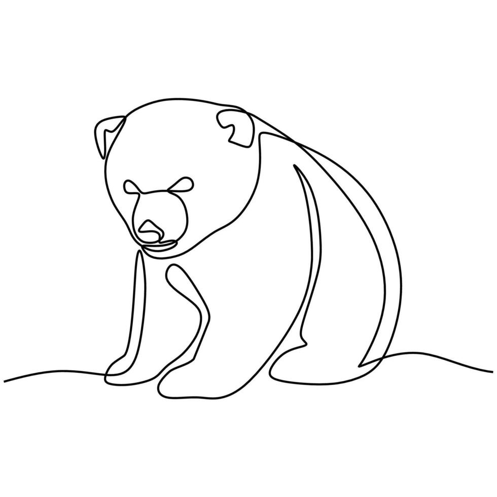 Handdrawn Bear Wildlife Continuous Line Sketch vector