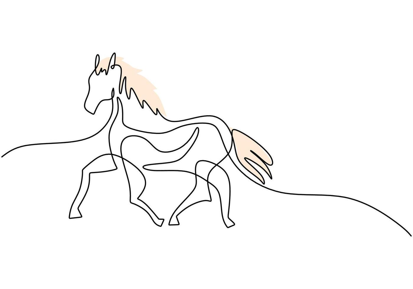 Continuous Line Art of Running Horse vector