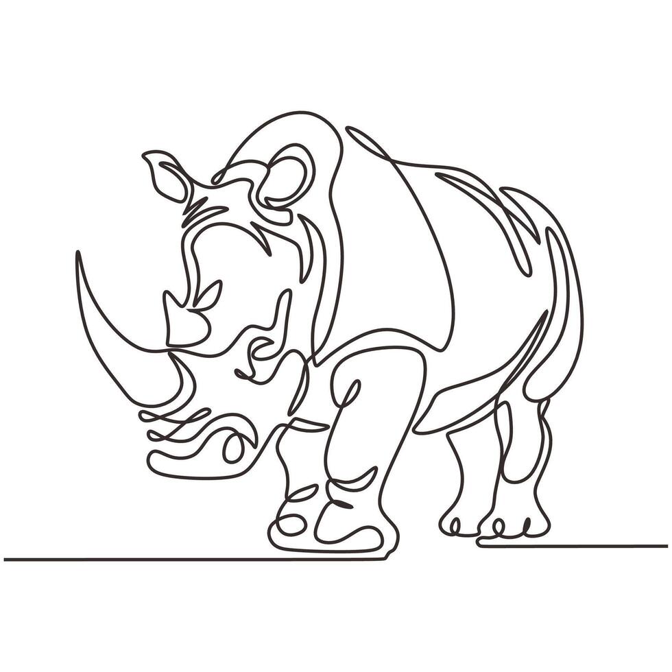 Rhino One Line Drawing Minimalist Design vector