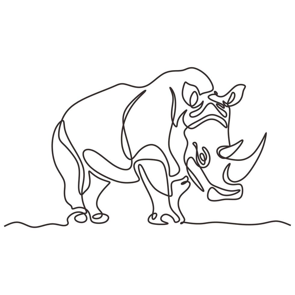 Isolated Rhino Continuous Line drawing Art vector