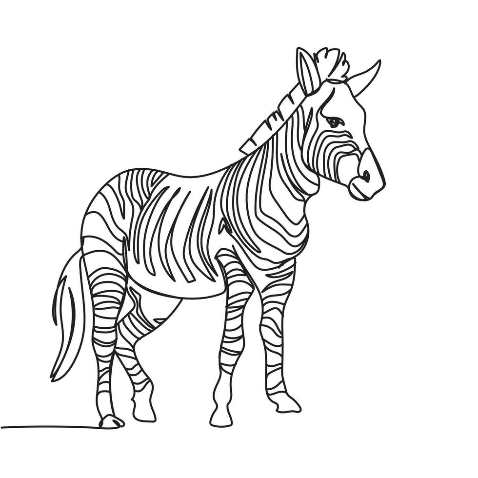 Zebra Continuous One Line Drawing Minimalist vector