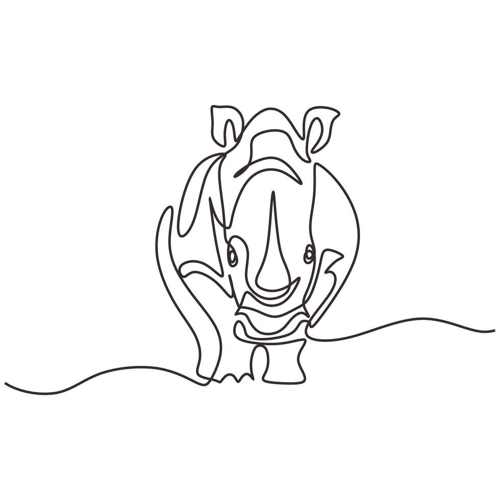 Handdrawn Minimalist Rhino Line Art vector