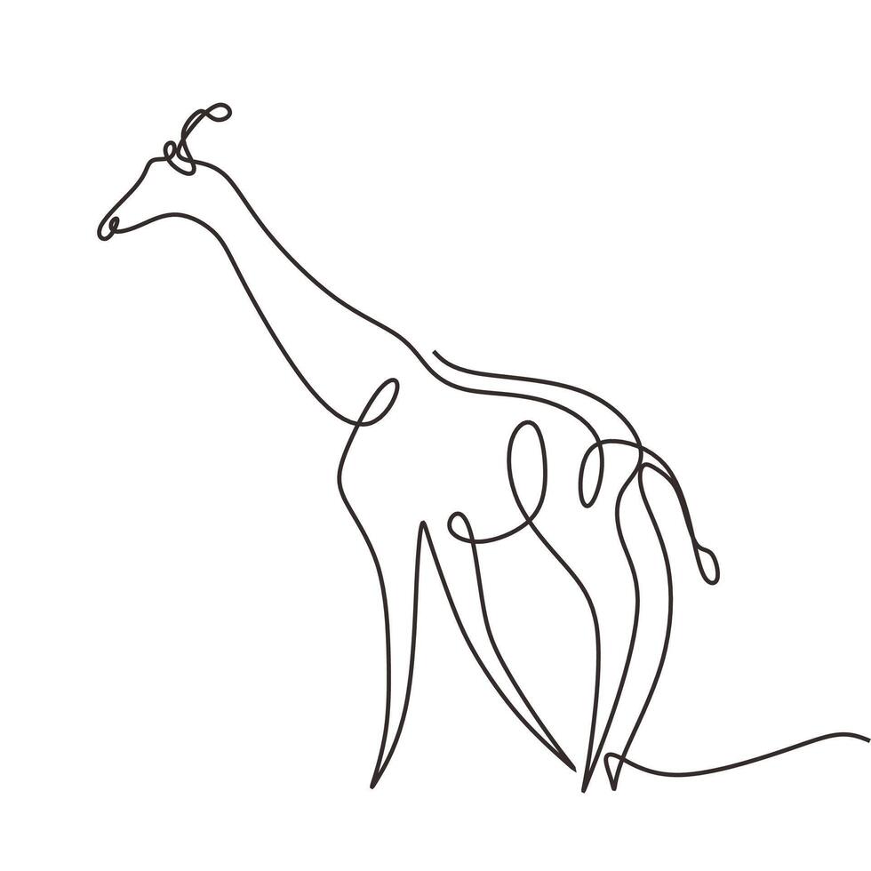 Minimalist Giraffe Animal Line Art vector