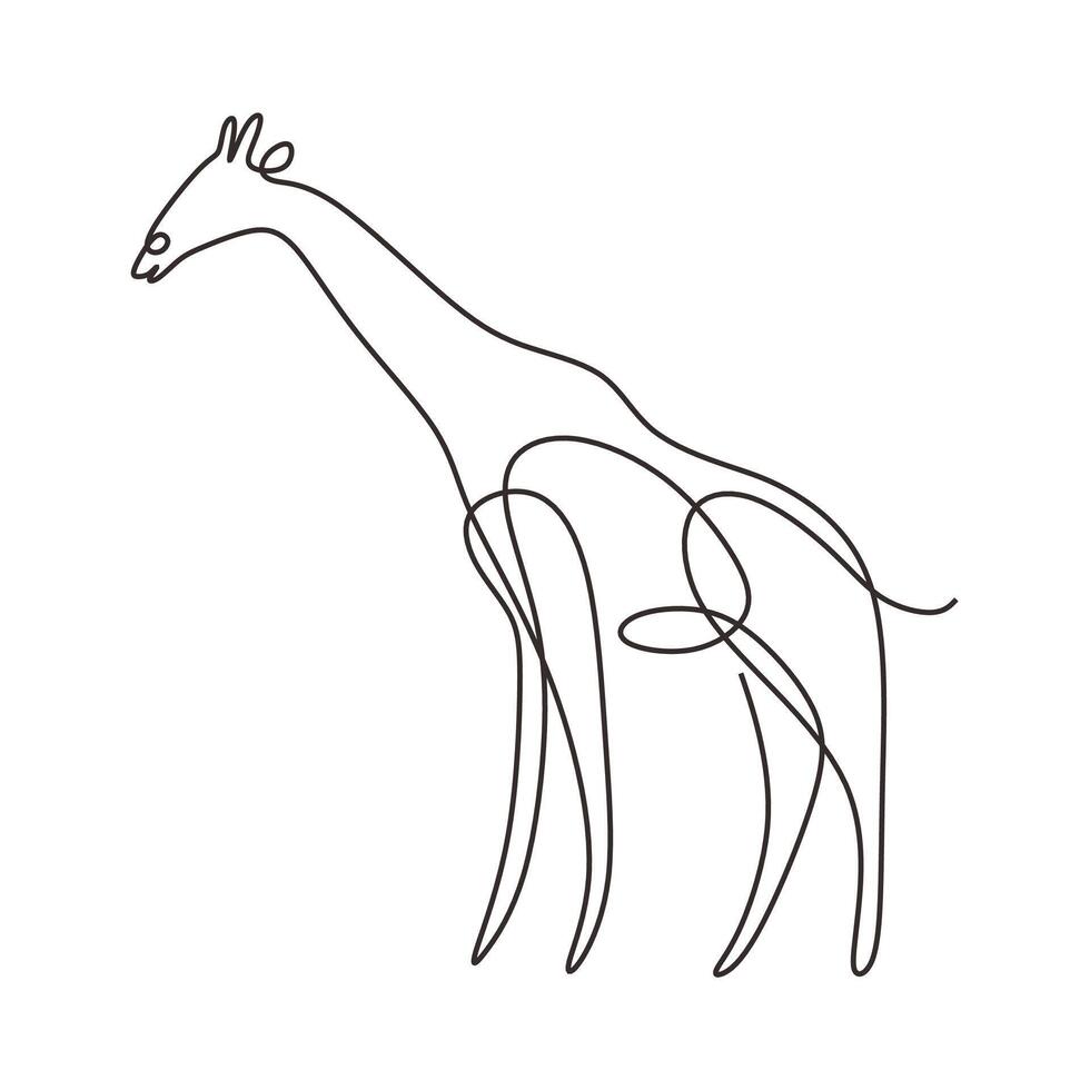 Isolated Giraffe Line Art Handdrawn vector