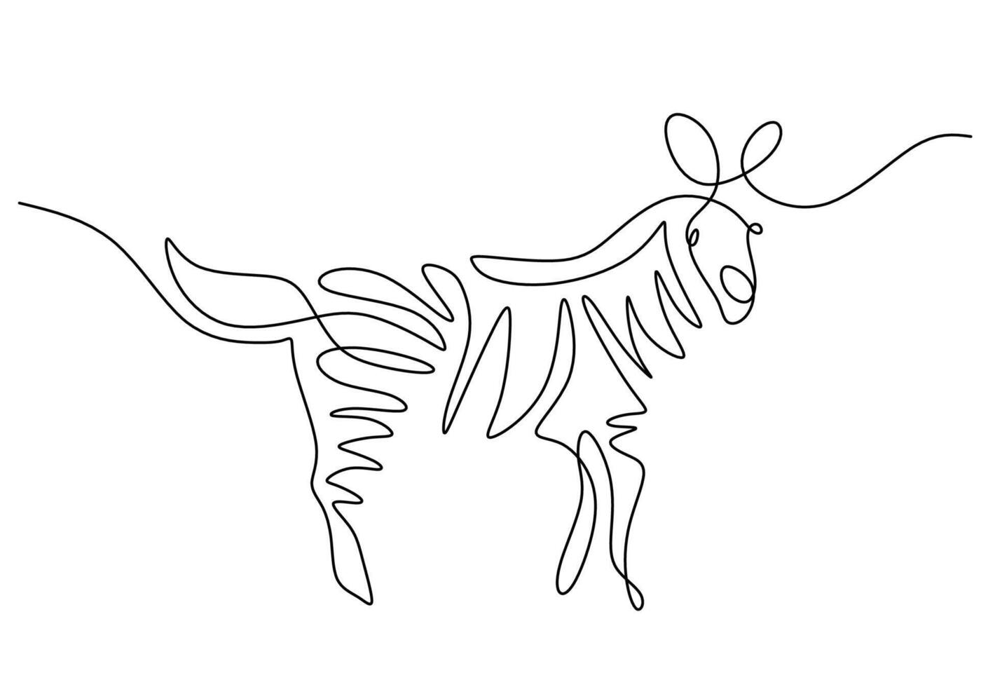 Handdrawn Minimalist Zebra One Line Art vector