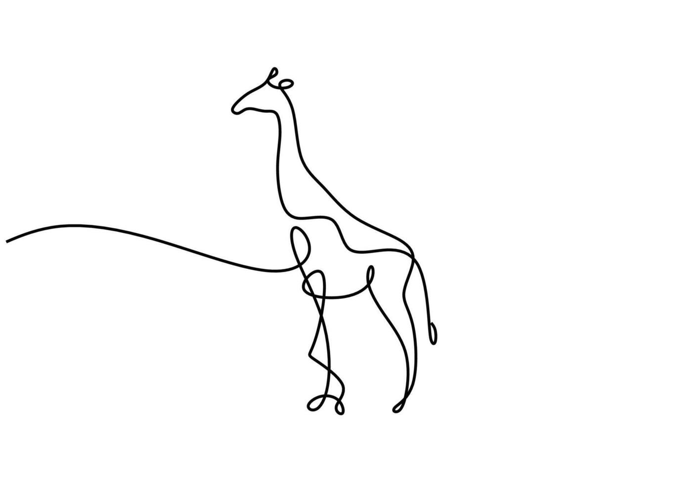 Minimalist Giraffe Zoo Concept Line Drawing vector