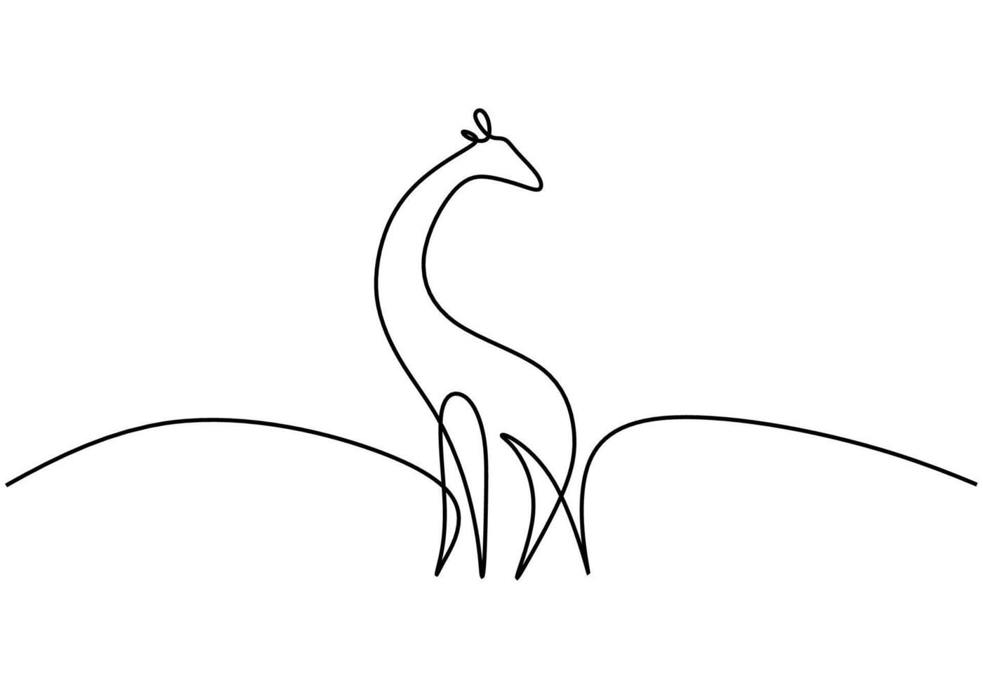 Wild Zoo Giraffe One Line Art vector