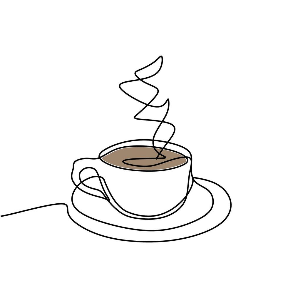 Coffee Drink One Line Outline Drawing vector