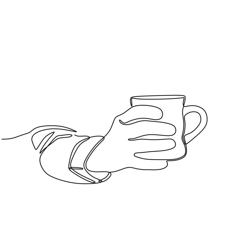 Isolated Hand Coffee Continuous Drawing drawing vector