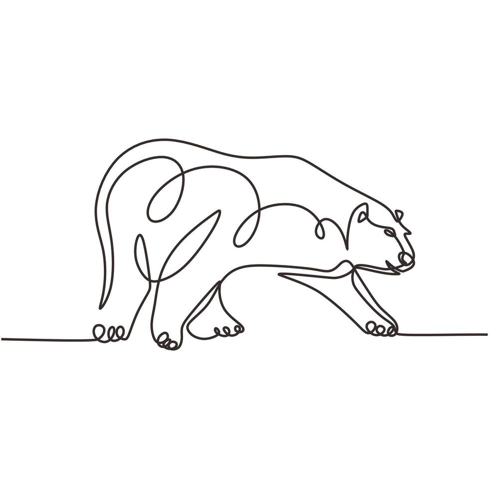 Bear One Line Drawing Minimalist Design vector