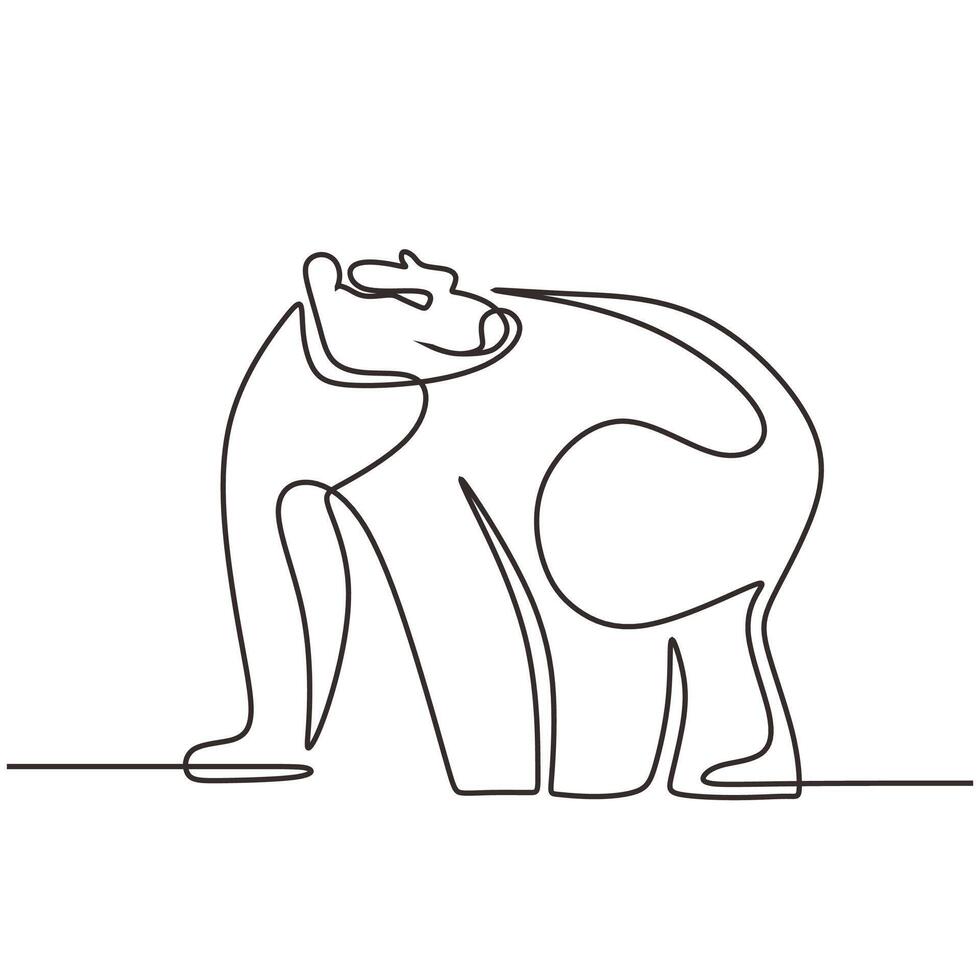 Bear Wildlife Concept Single Outline Drawing vector