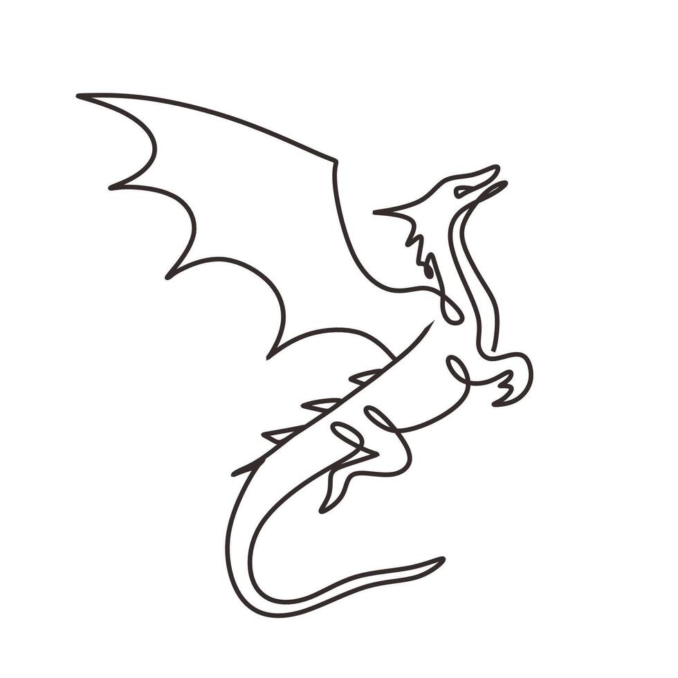 Scandinavian Fairy Dragon Line Drawing Art vector