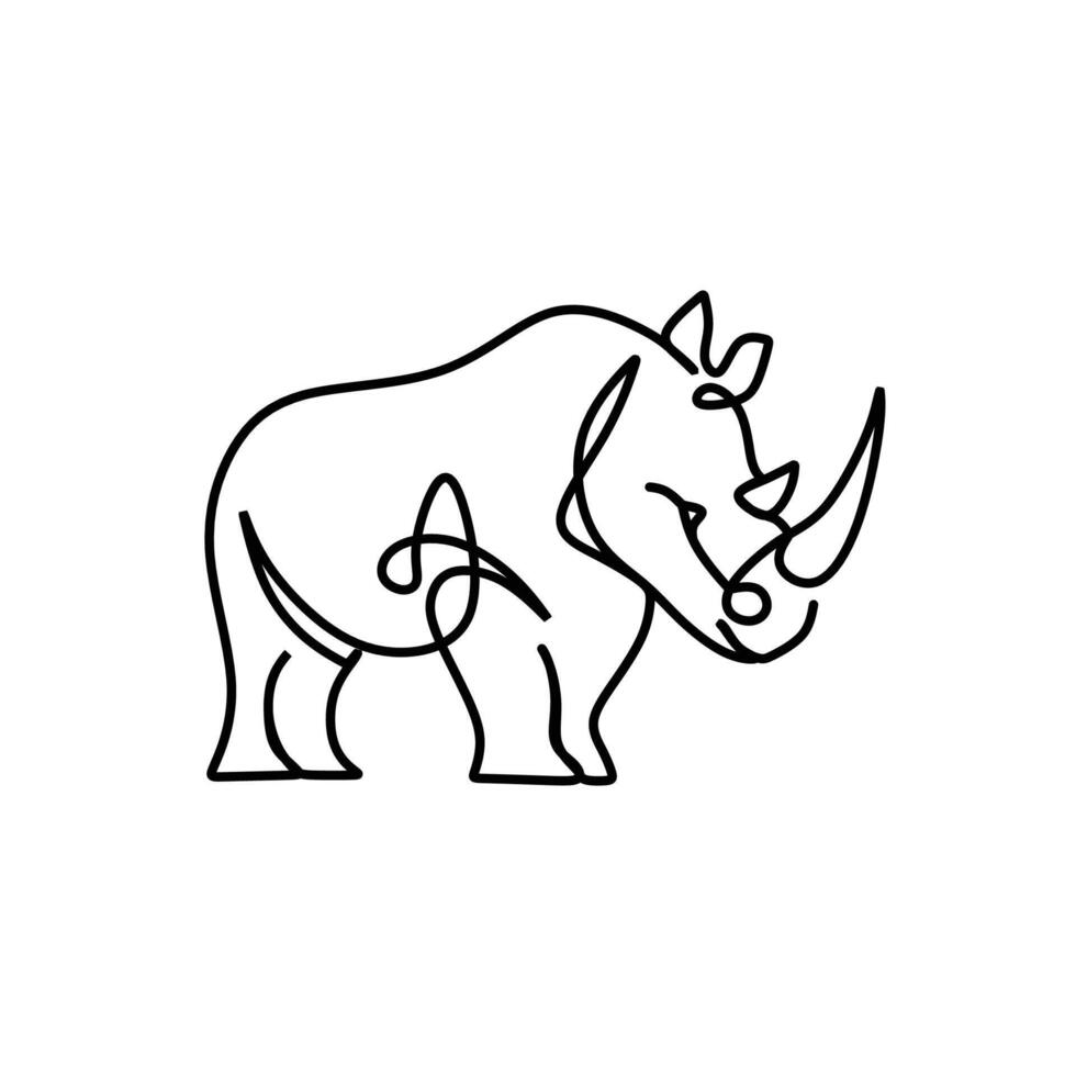 Minimalist Rhino Wild Theme Line Art vector