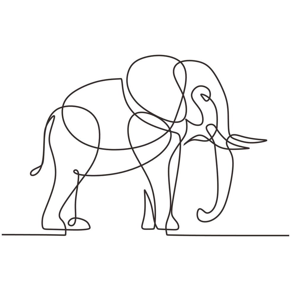 Wildlife Elephant Continuous Animal Drawing vector