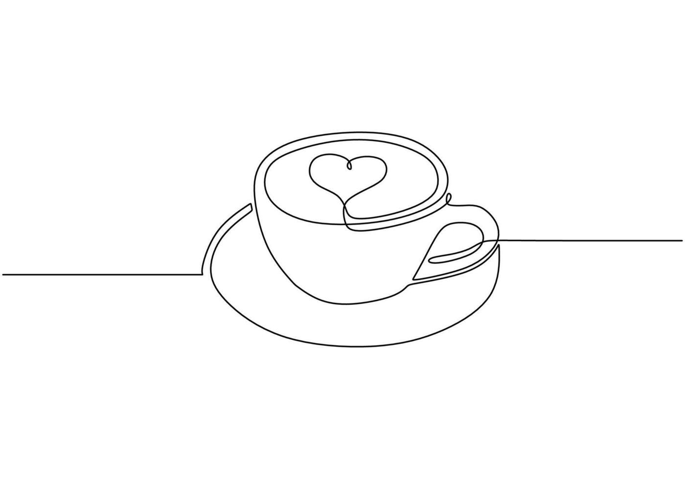 Coffee Cup Heart Latte Art Line Drawing vector
