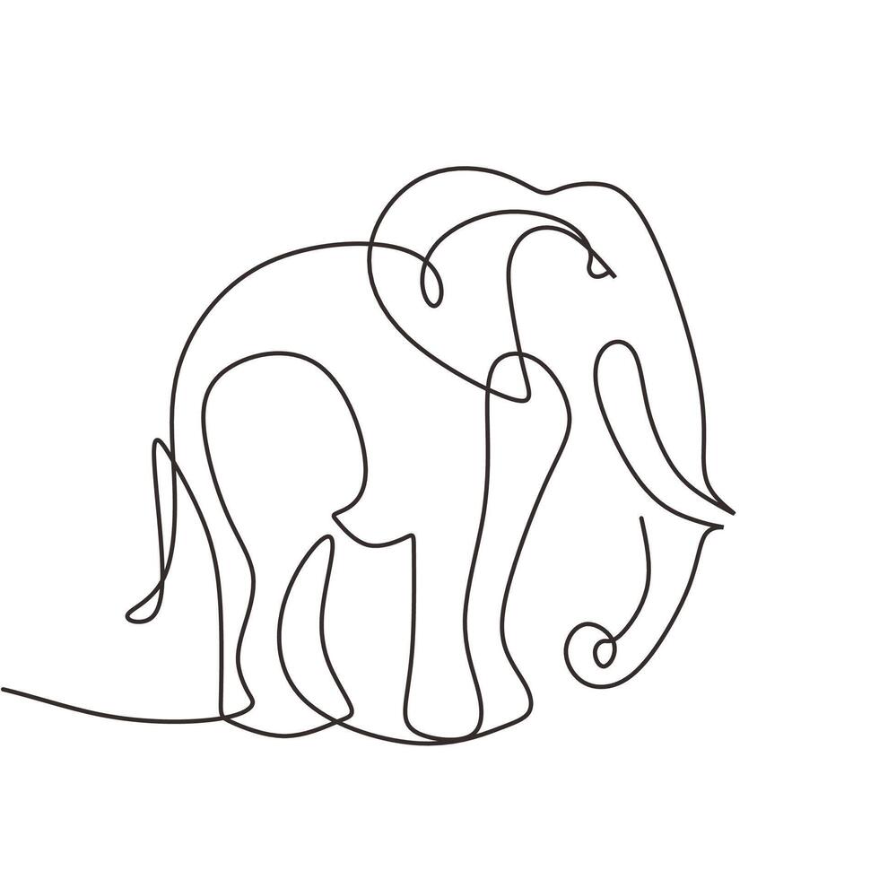 Minimalist Elephant Wild Object Line Drawing vector