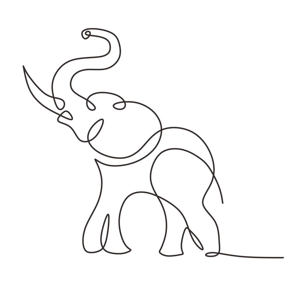 Isolated Elephant Animal Sketch One Line vector