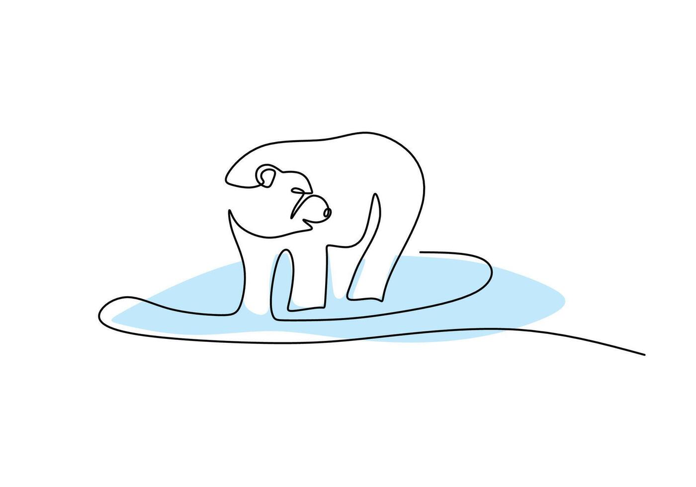 Minimalist Bear One Line Handdrawn Art vector