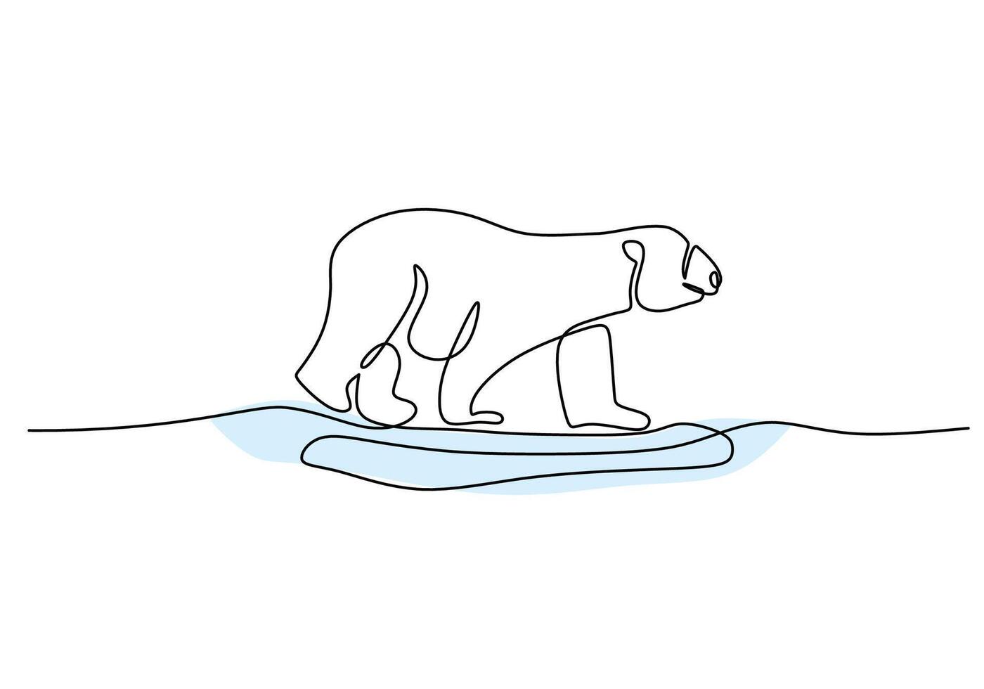 Wild Bear Animal Continuous Line Drawing vector