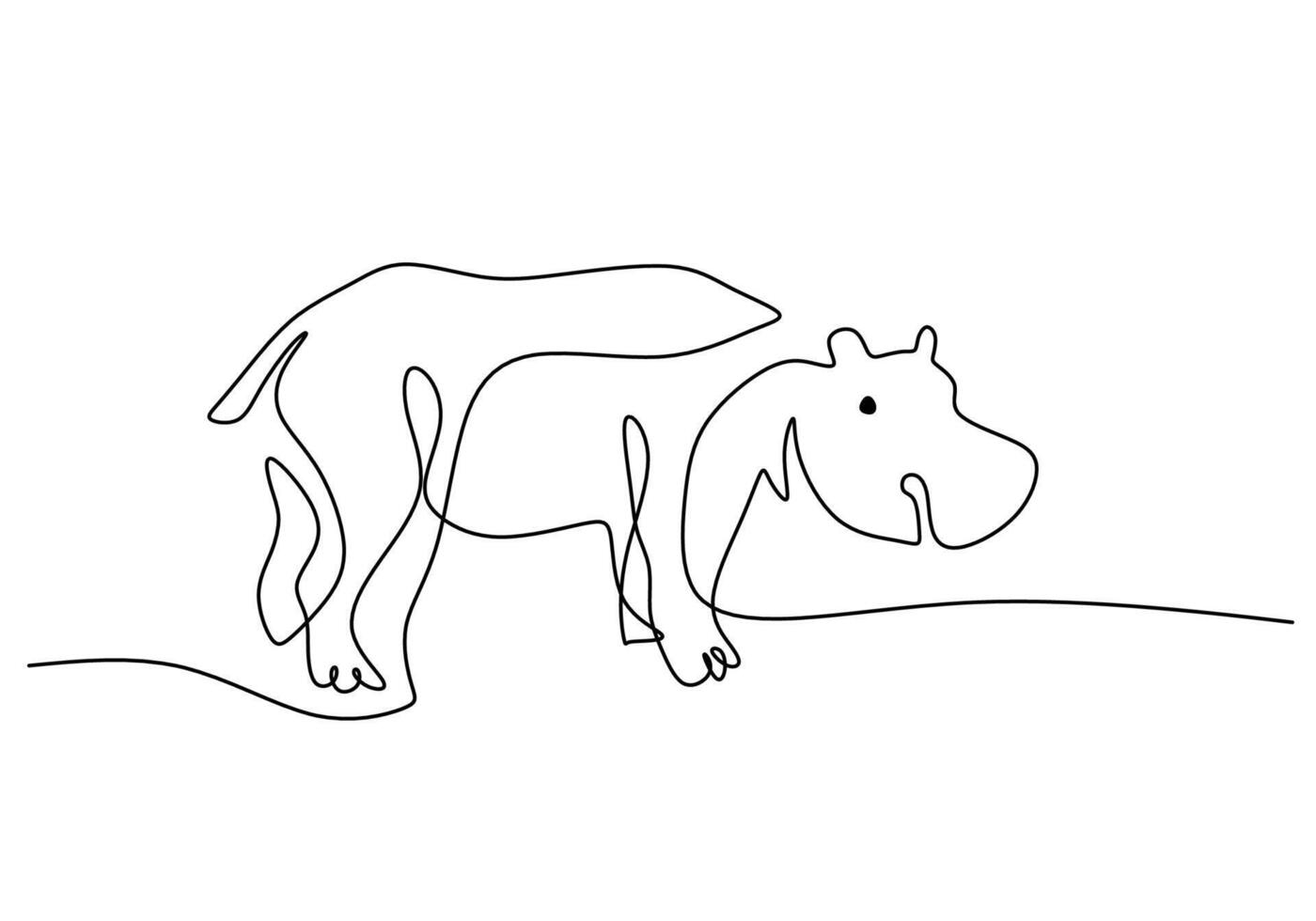 Isolated Hippo Wildlife Line Art Drawing vector