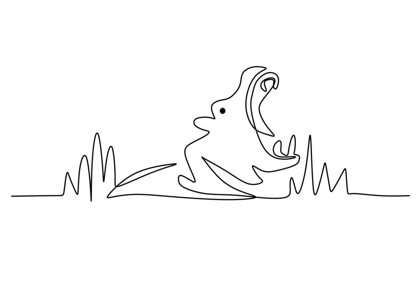 Handdrawn Hippopotamus Wildlife Line Art vector