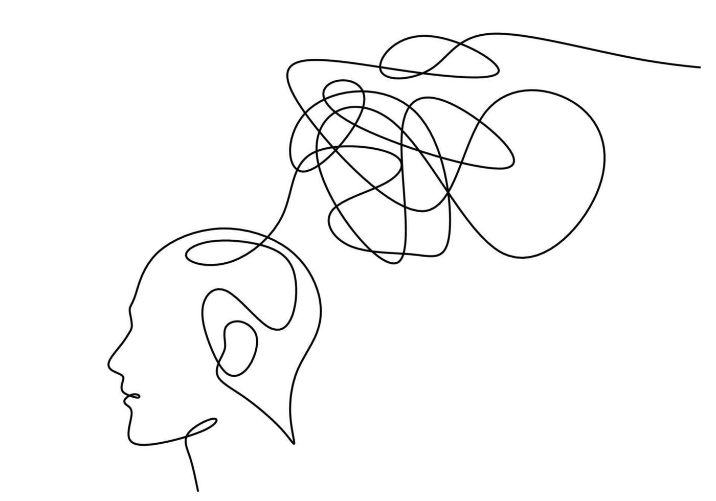 Head Confused Think Mental Health Line vector