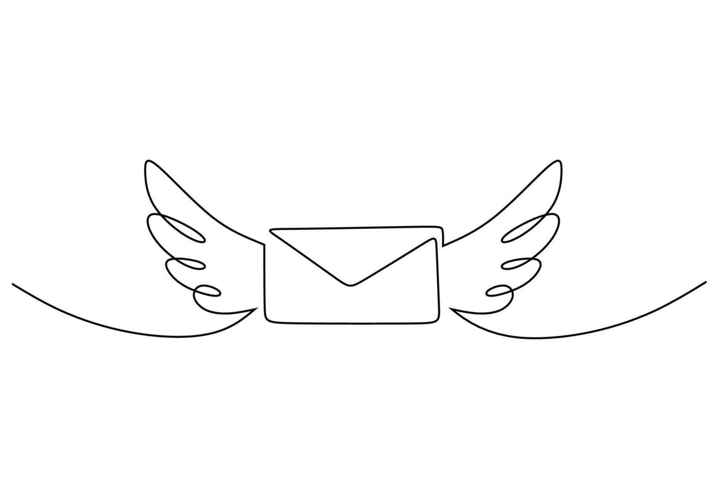 Envelope with Wings One Line Art Drawing vector