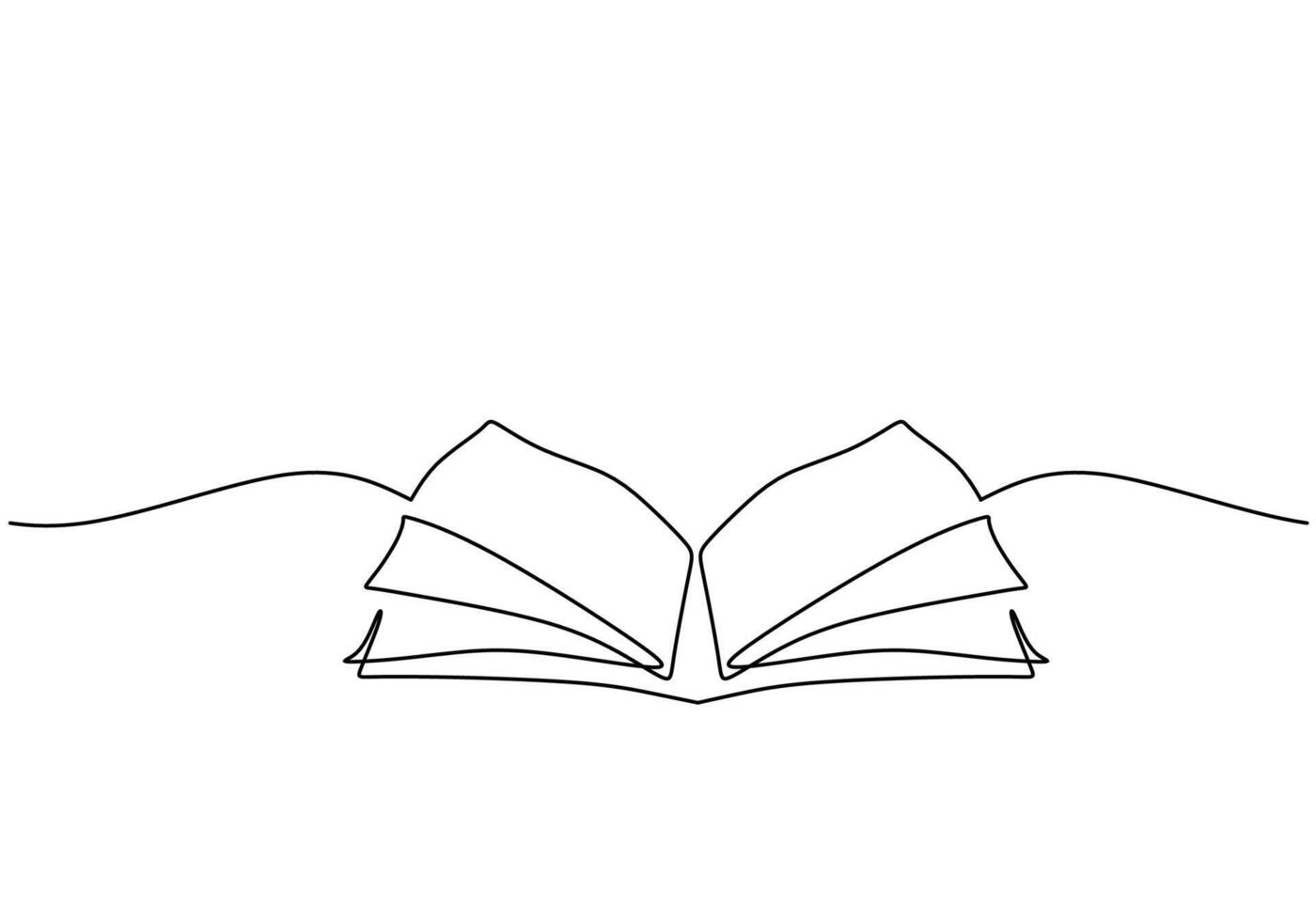 Continuous Line Drawing Open Book Study vector