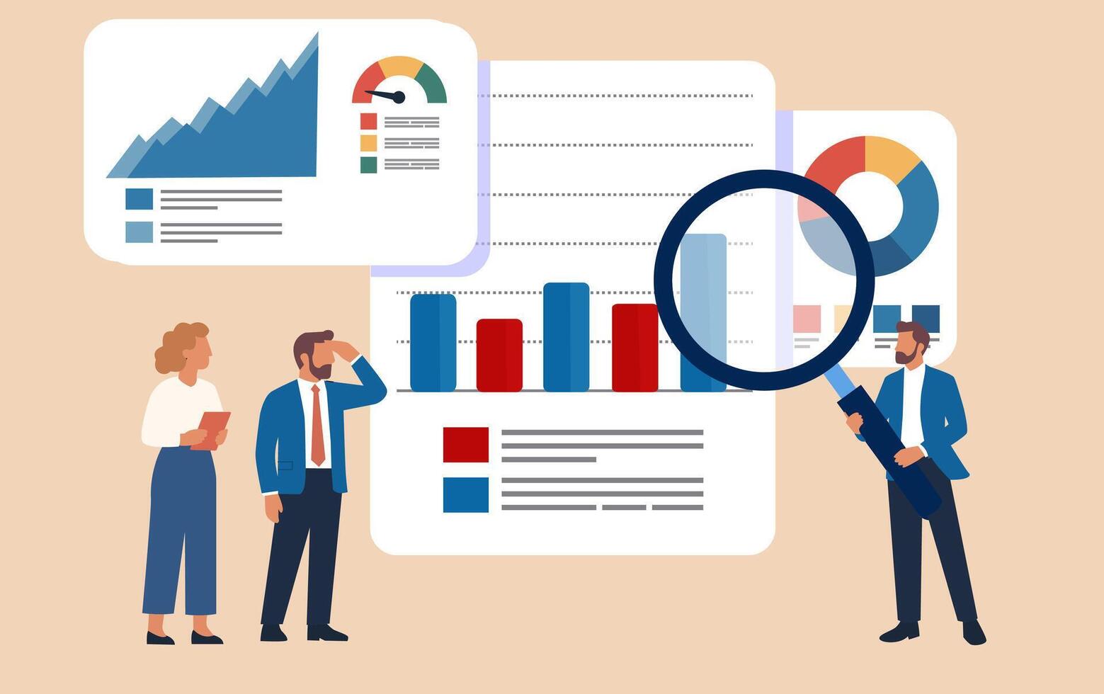 Business people looking at graphs and charts vector