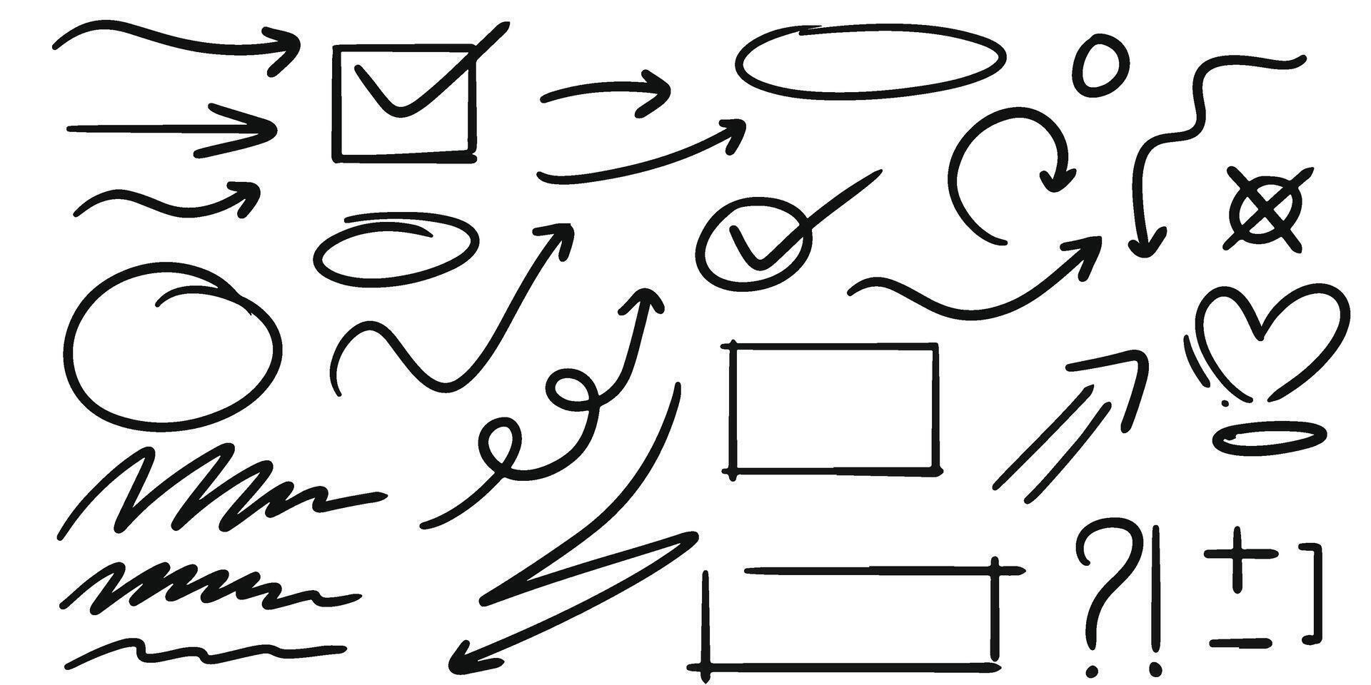 A set of various hand drawn doodles on a white background vector