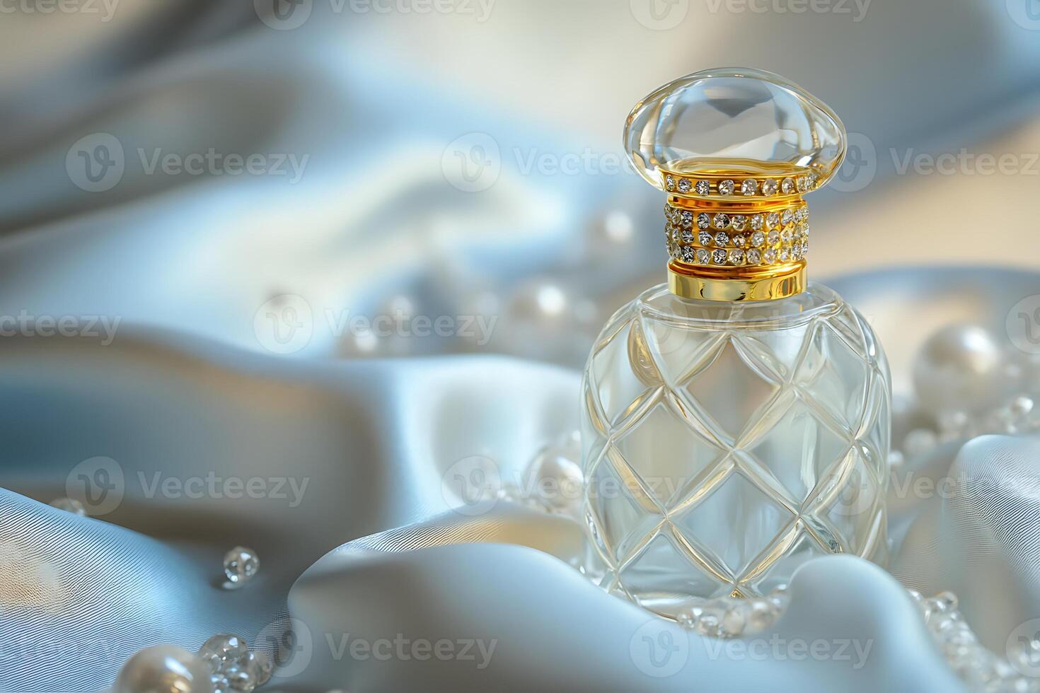 A perfume bottle on a silk background photo