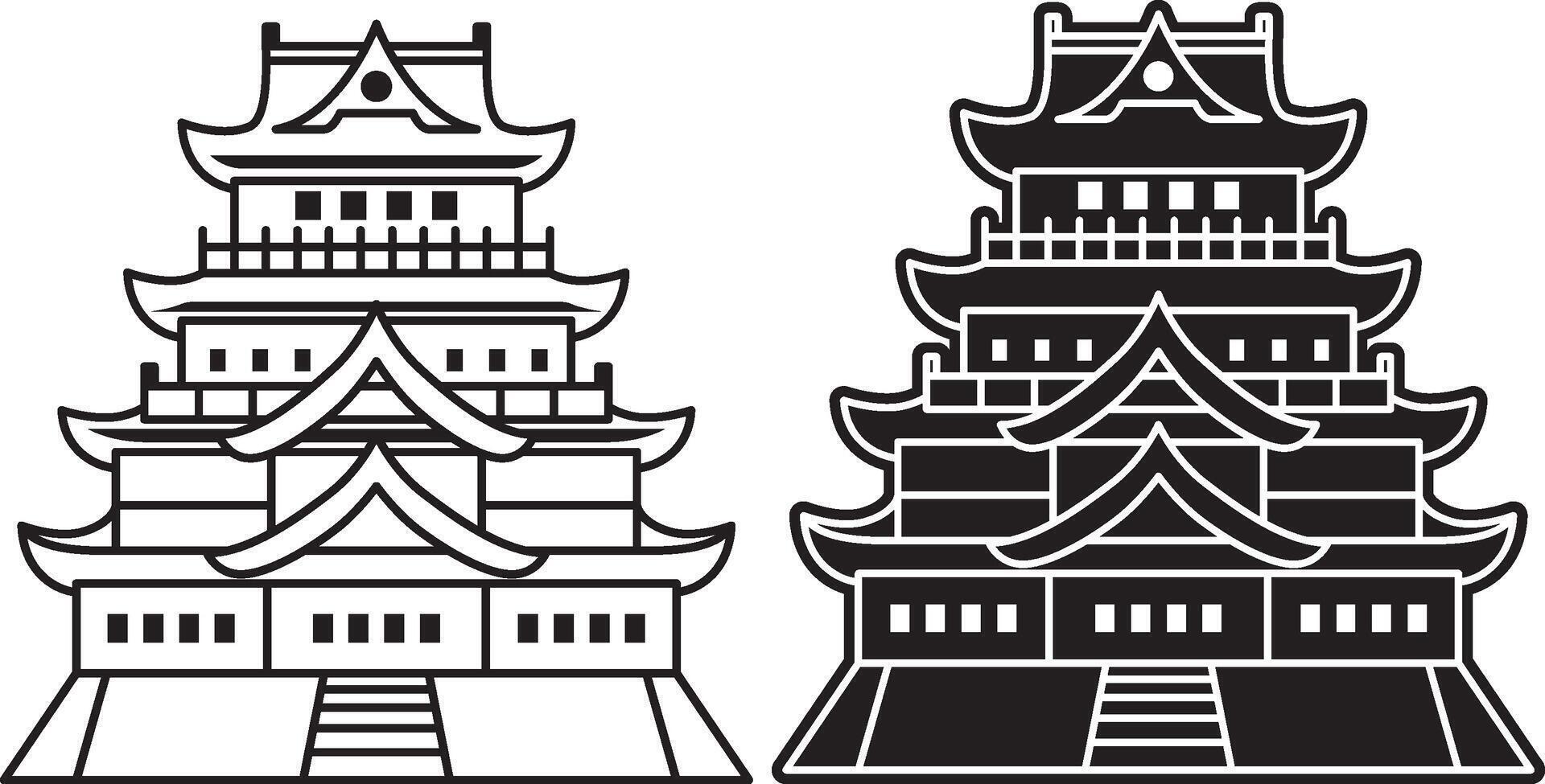 Japanese Castle Icon Illustration. vector