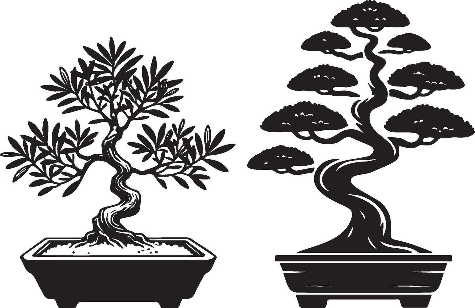 Bonsai Tree Sketch Drawing. vector