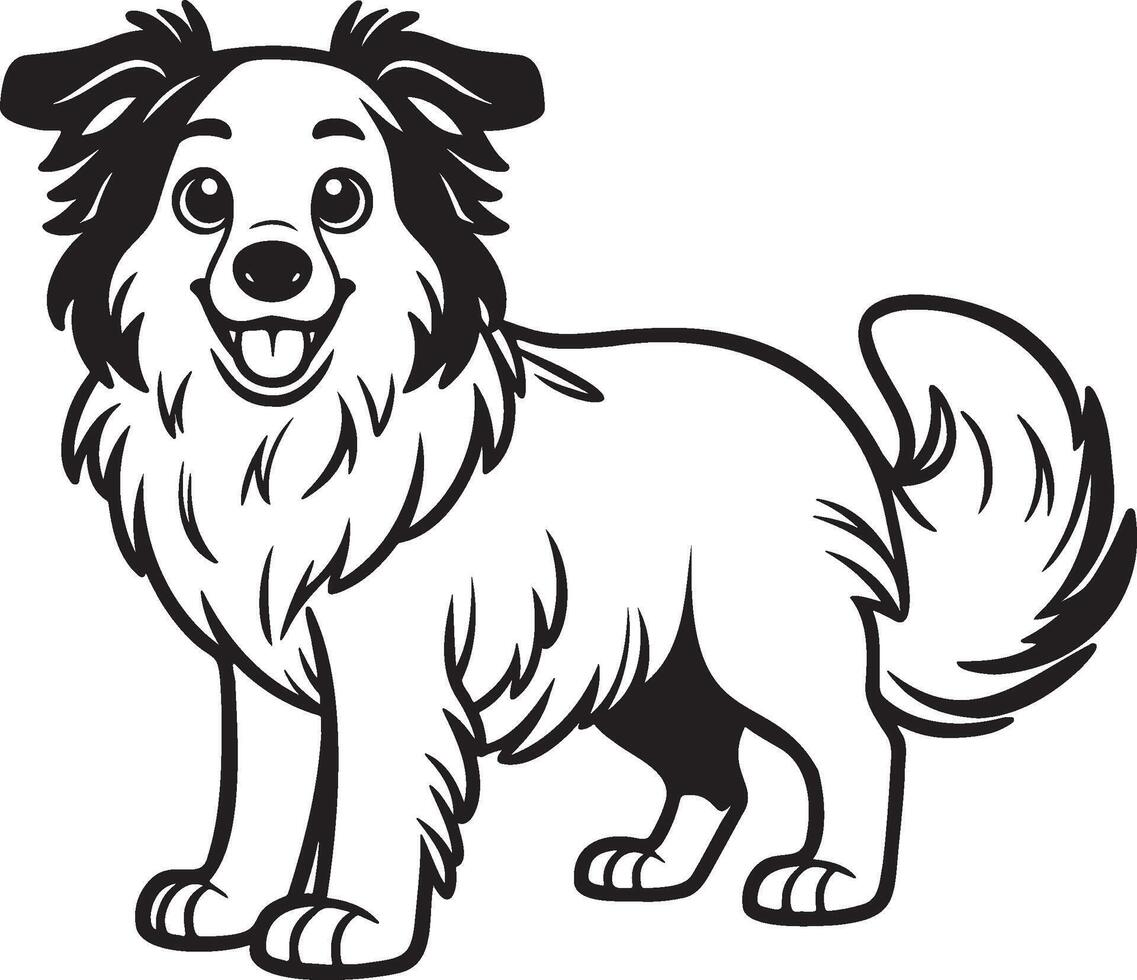 Border Collie Dog Cartoon. vector