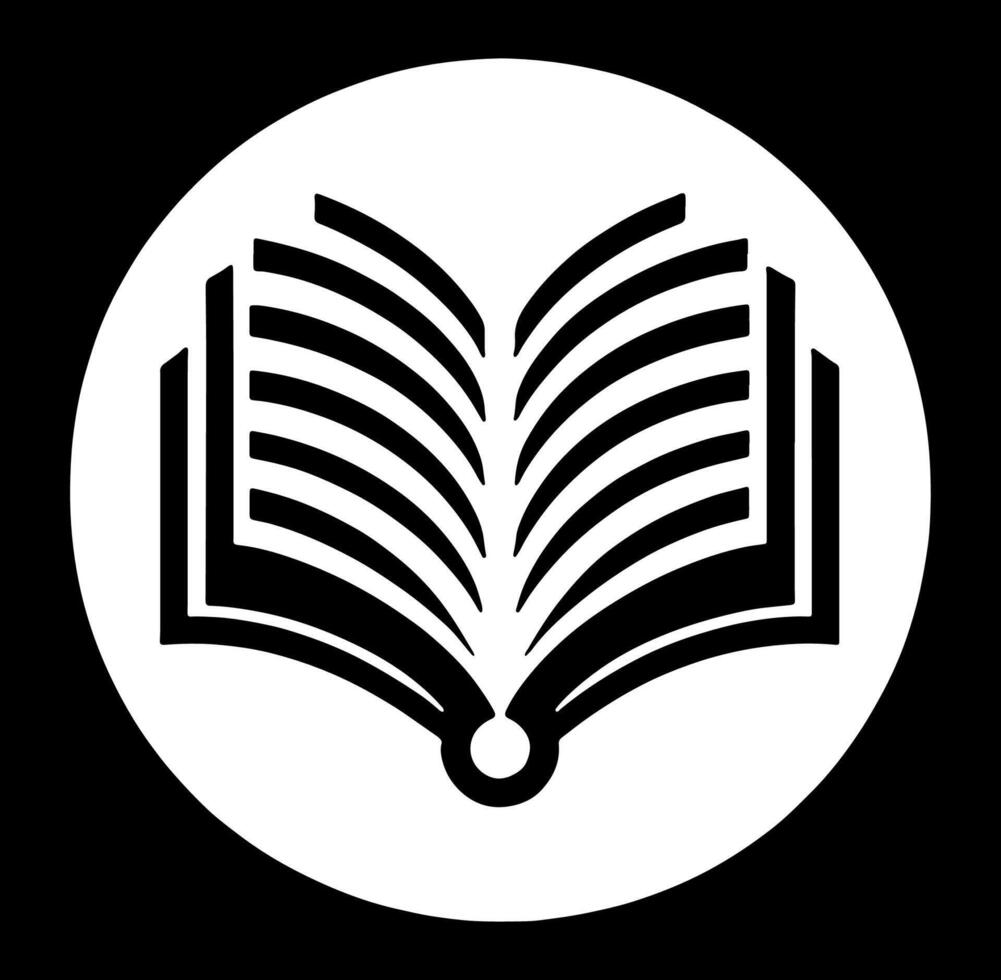 Open book icon with a black background vector