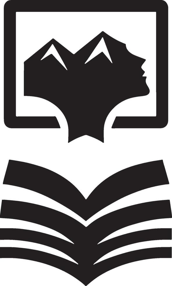 The logo illustration for the library of the mountains vector