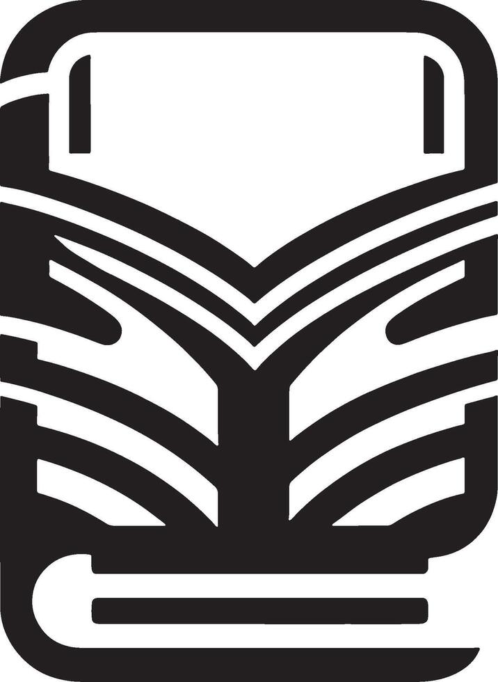 Black and white logo of a book illustration. vector