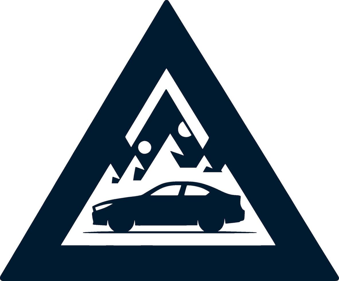 A car is driving in a triangle with snow on the ground vector